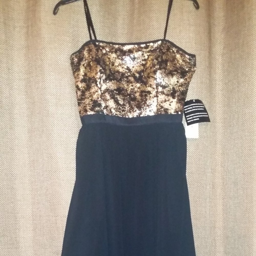 NW Black & Gold Wild Raisin Sequin Strapless High-low Cocktail Dress Sz 6 NWT - Picture 11 of 13